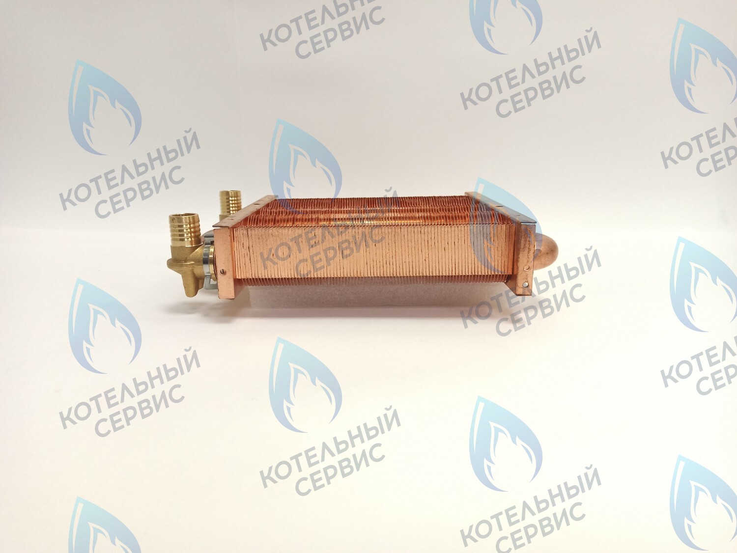 EM021-180-02-Фитинг-Комп Теплообменник первичный основной (с фитингами) 180мм 85 FIN (130-200 HSG/ICH/MSC) (3318108610, 3318108640) DAEWOO в Екатеринбурге	