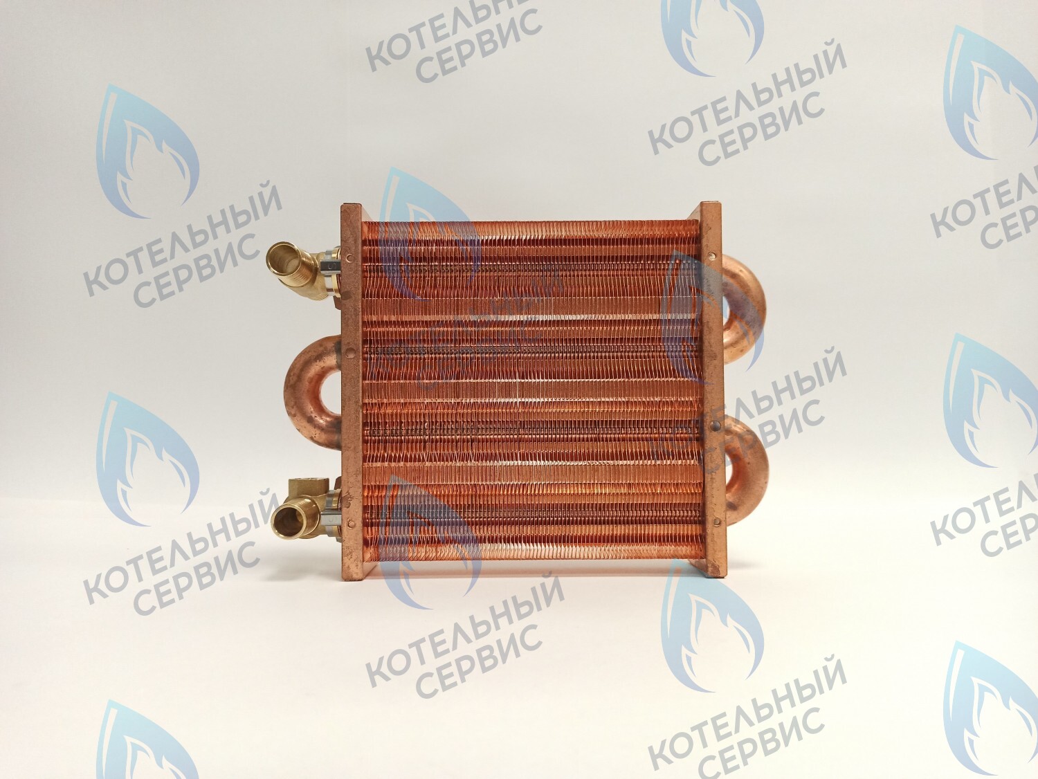 EM021-180-02-Фитинг-Комп Теплообменник первичный основной (с фитингами) 180мм 85 FIN (130-200 HSG/ICH/MSC) (3318108610, 3318108640) DAEWOO в Екатеринбурге	