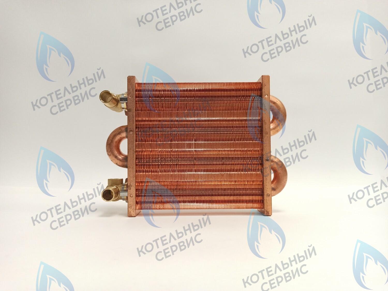 EM021-180-02-Фитинг-Комп Теплообменник первичный основной (с фитингами) 180мм 85 FIN (130-200 HSG/ICH/MSC) (3318108610, 3318108640) DAEWOO в Екатеринбурге	