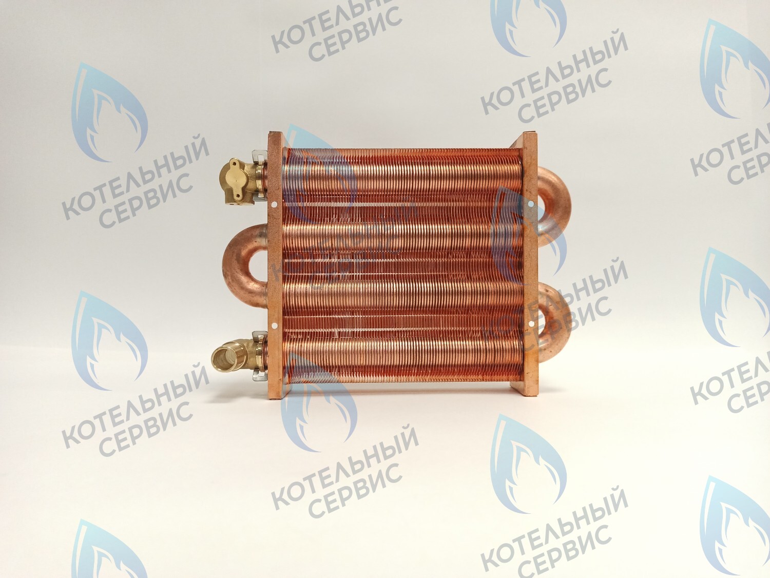 EM021-180-02-Фитинг-Комп Теплообменник первичный основной (с фитингами) 180мм 85 FIN (130-200 HSG/ICH/MSC) (3318108610, 3318108640) DAEWOO в Екатеринбурге	