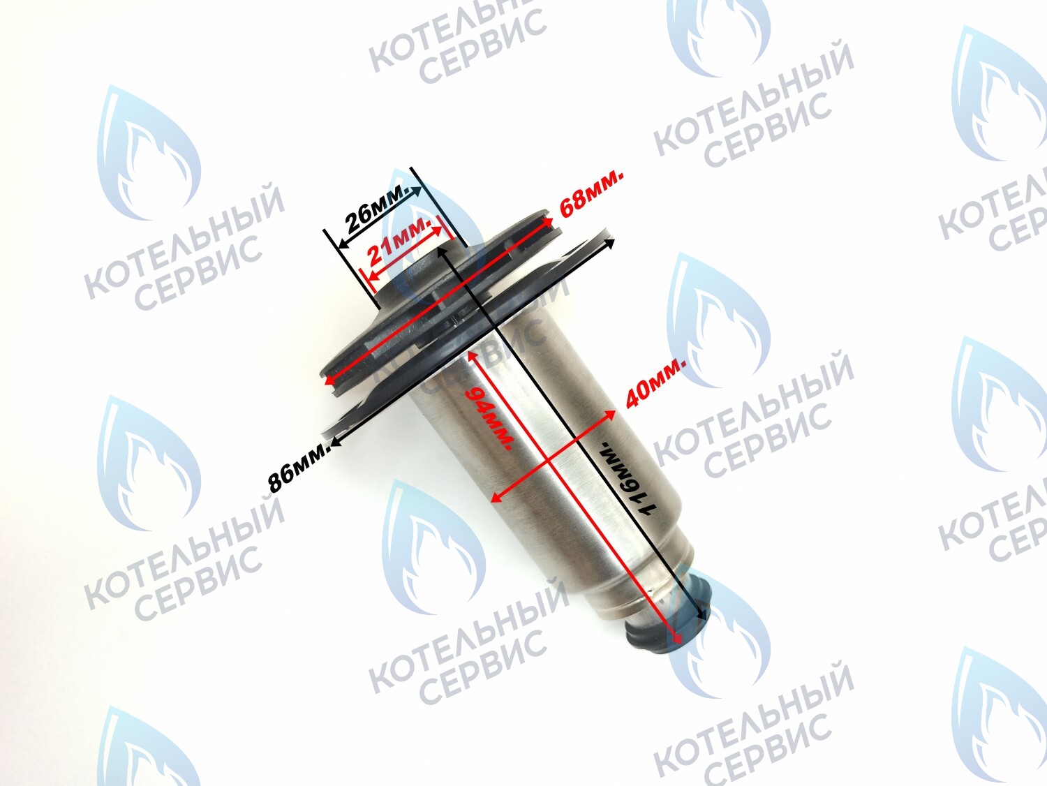PPR-W21CW-40LONG-03 Втулка ротор насоса (по часовой стрелке) аналог WILO 15/7 (втулка 40мм, длинная 90мм, колесо 68/21мм) в Екатеринбурге	