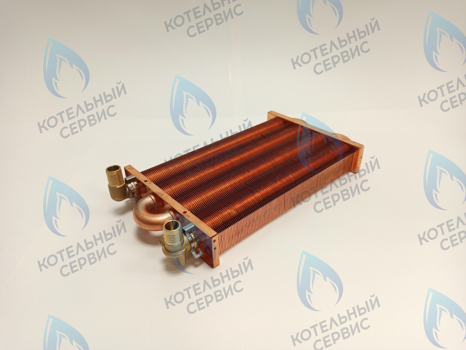 EM021-280-02-Фитинг-Комп Теплообменник отопления медный с фитингами (280 мм) 122 FIN (250-300MSC) DAEWOO в Екатеринбурге	