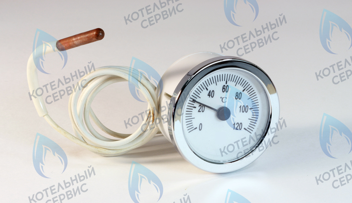 7248048 Термометр круглый хром рамка белый корпус 0-120°C FERROLI в Екатеринбурге	